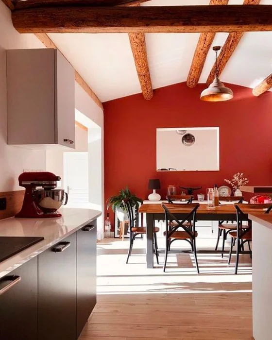 deco salle a manger blanc rouge noir