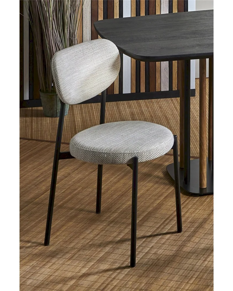 chaise metal noir tissu beige