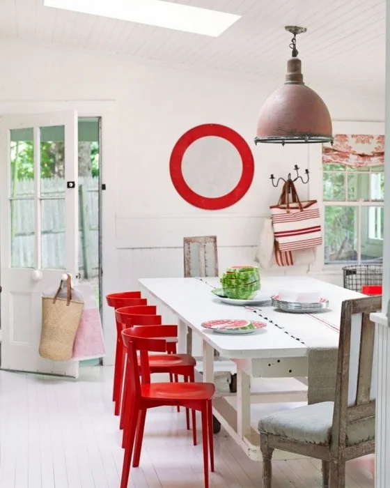 deco salle a manger rouge blanc