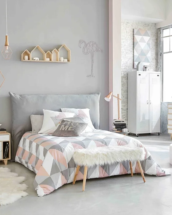 deco chambre scandinave cocooning gris