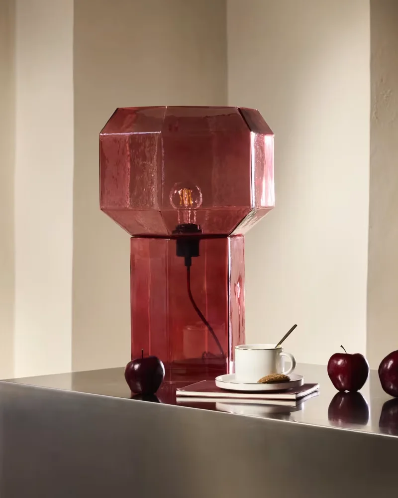 lampe verre rouge