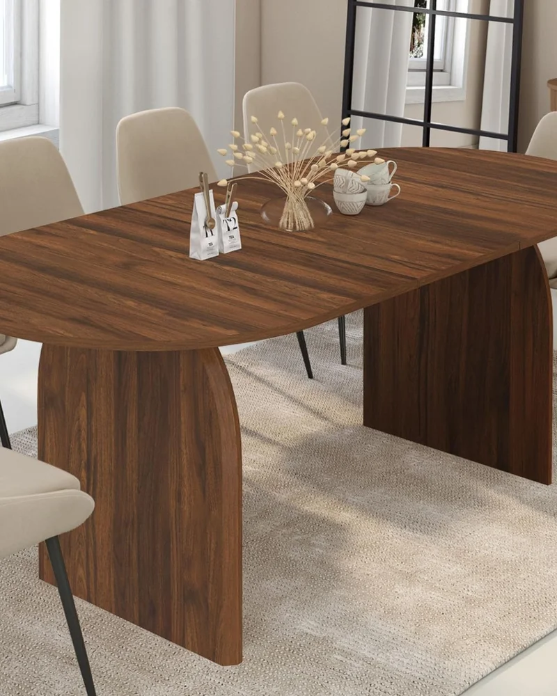 table a manger organique imitation noyer