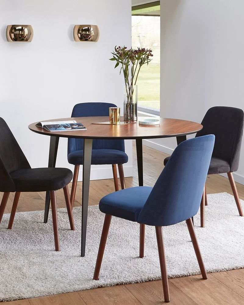 petite table a manger ronde imitation noyer