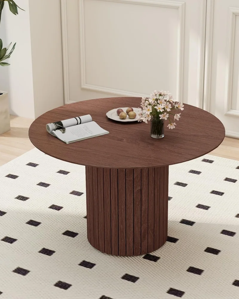 table a manger ronde style noyer