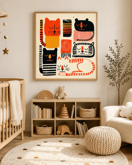 affiche moderne chat deco chambre bebe