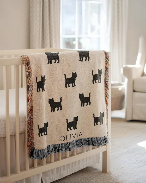 plaid chat deco chambre bebe