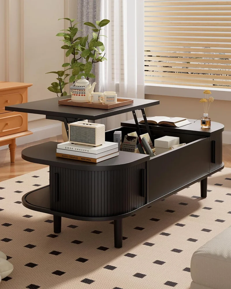 table basse relevable noire