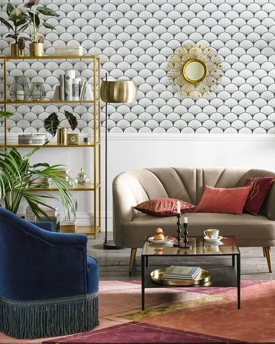deco salon metal dore retro