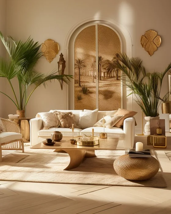 deco salon dore beige